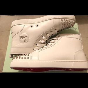 Christian Louboutin Louis white leather & silver